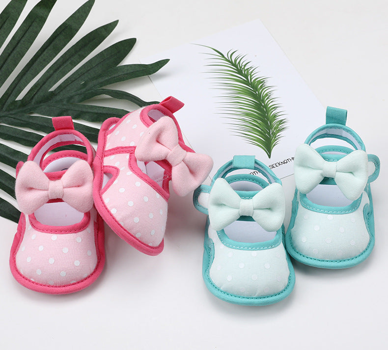 Toddler Shoes Soft Cotton Breathable Toddler Shoes Female Baby Cute Bow-Knot Anti-Drop Soft Sole Sandals