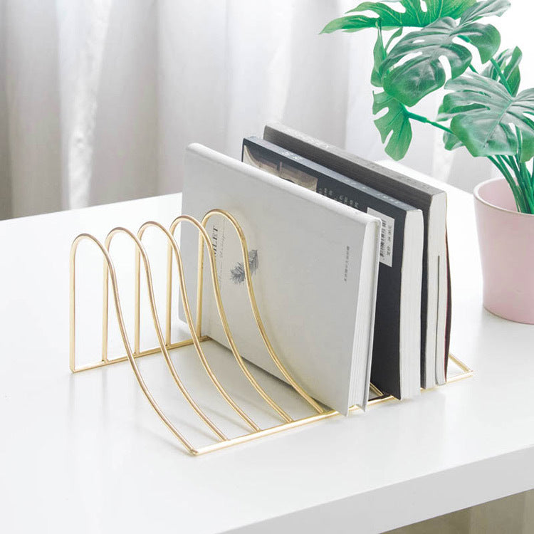 10 Grid File Storage Shelf Book Stand Bookend Nordic Wrought Iron Organizer Holder for Home Office