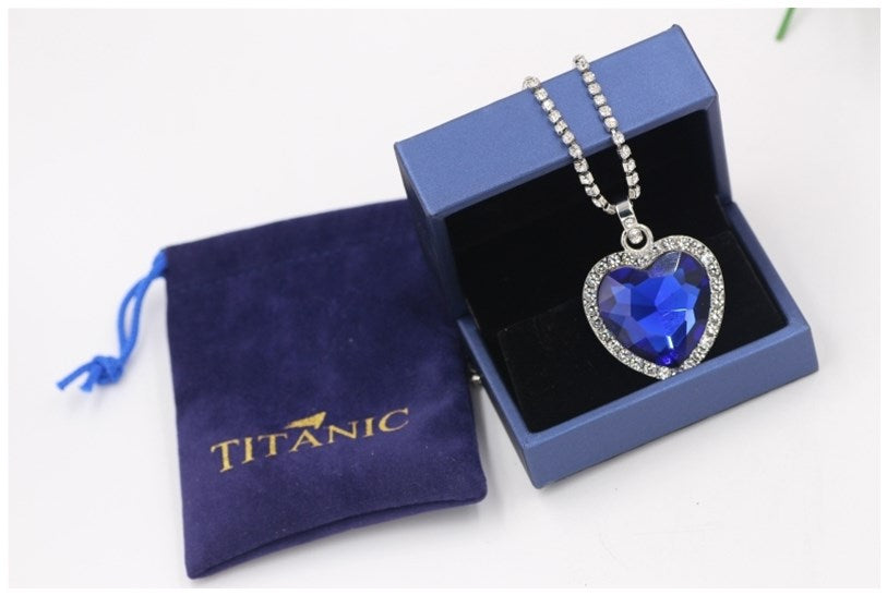 Titanic Heart Of Ocean Blue Heart Pendants Necklace Jewelry