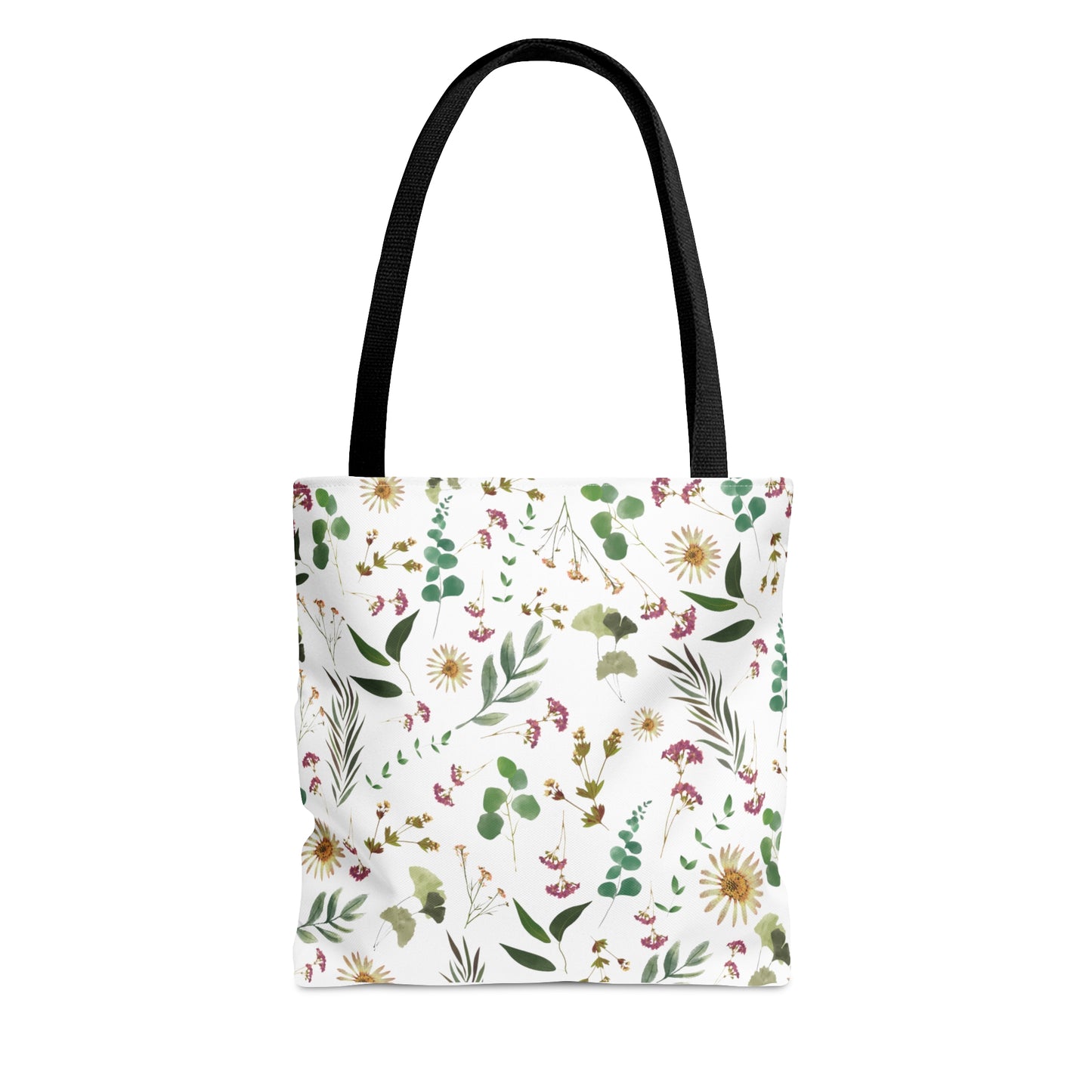 Flower and Leaf Pattern Tote Bag