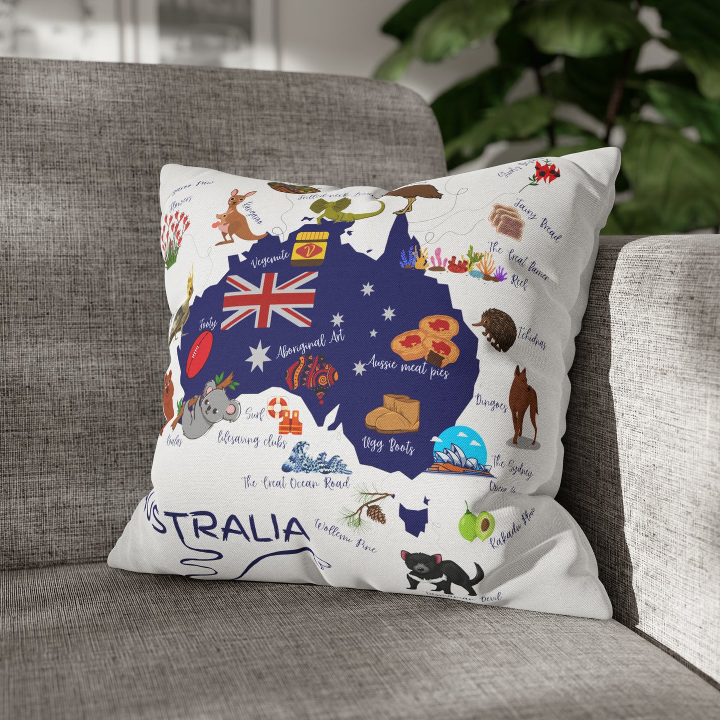 Australia Spun Polyester Square Pillow Case