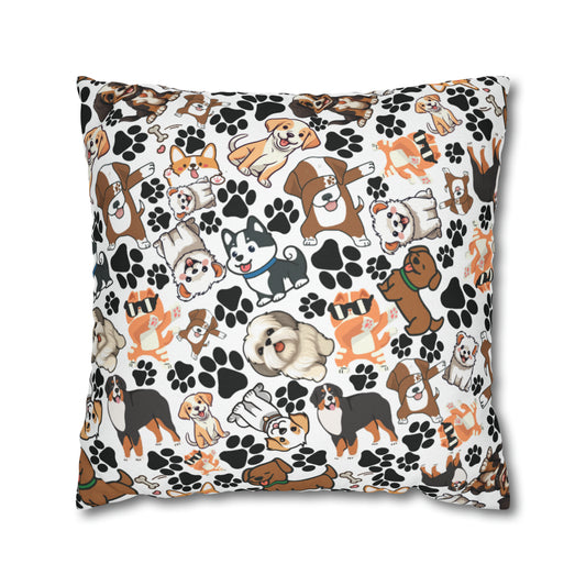 Dog Pattern Spun Polyester Square Pillow Case