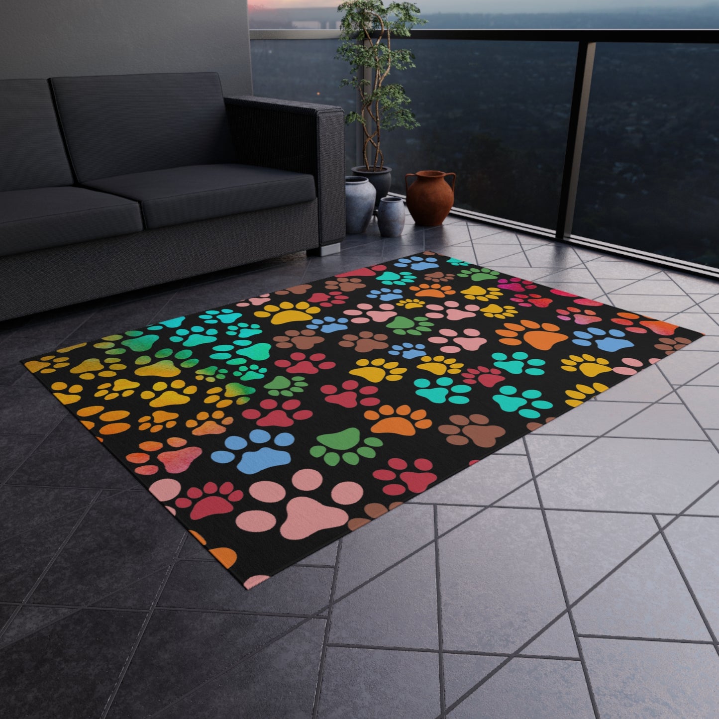 Paws Pattern Outdoor Rug