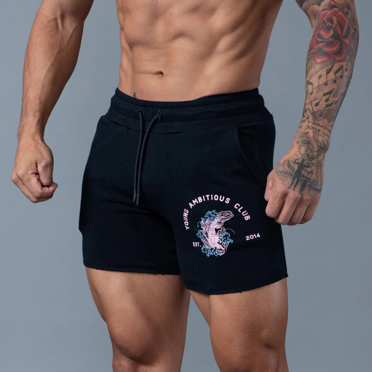 European And American Fashion Brand Leisure Sports Men Running Exercise Gym Training Cotton Shorts