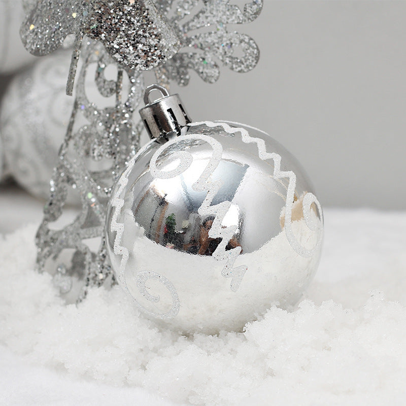 Christmas Decoration Supplies Silver Colored Drawing Ball Package