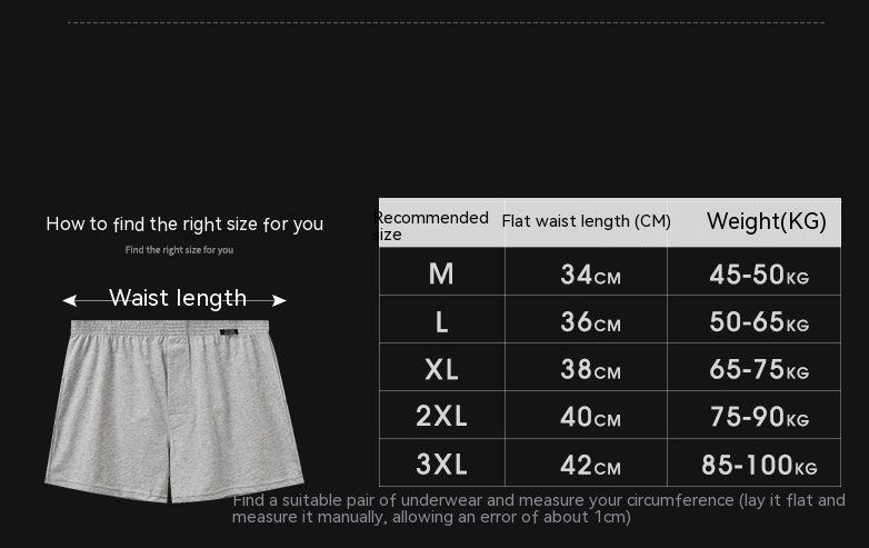 Mid-waist Three-point Loose Plus Size Cotton Boxer Men's Underwear