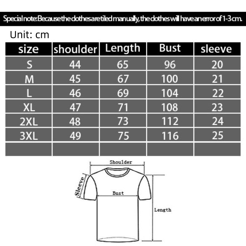 3D Digital Printing Casual Round Neck Short Sleeves T-shirt
