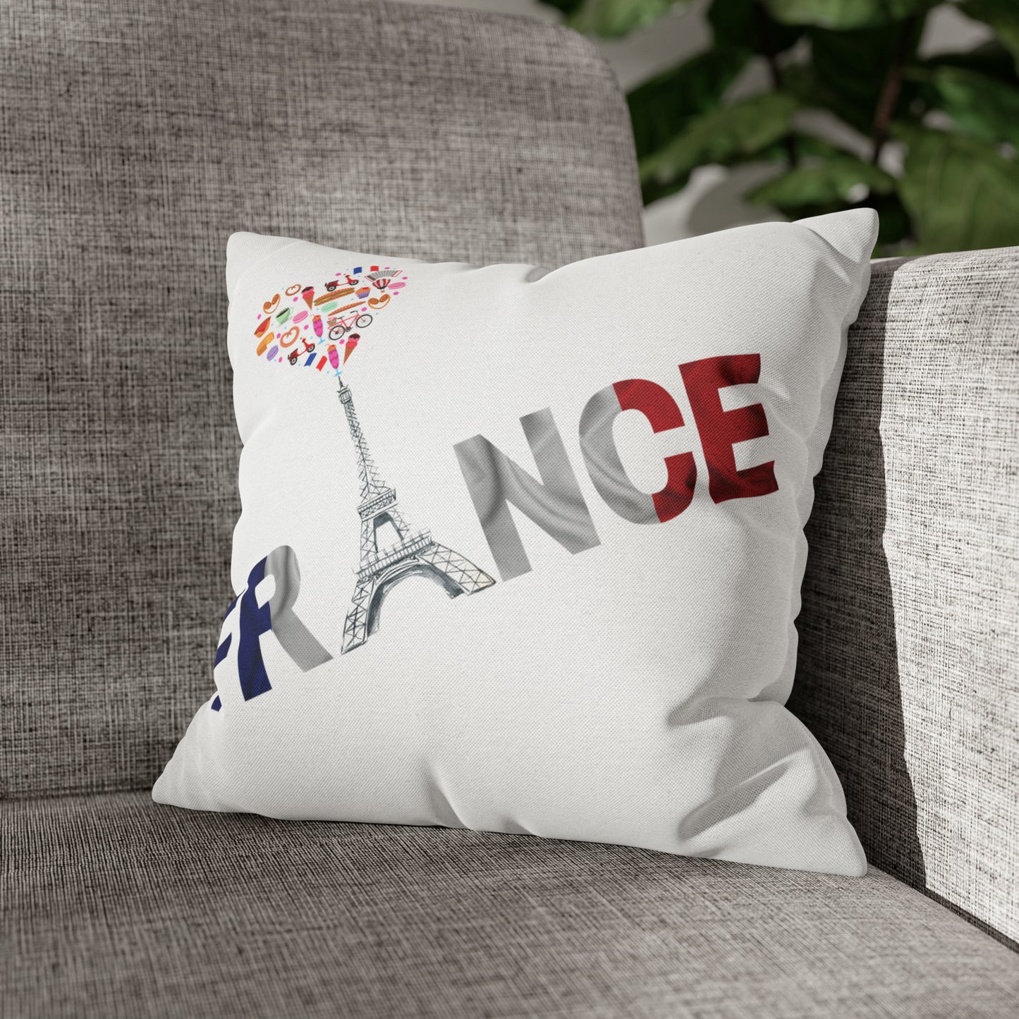 France Eiffel Tower Spun Polyester Square Pillow Case