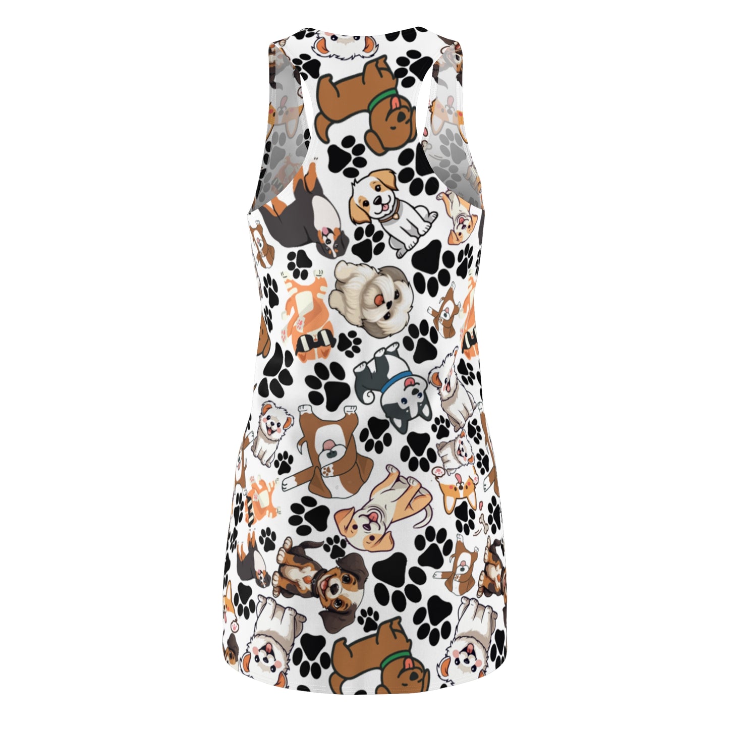Dog Pattern Women's Cut & Sew Racerback Dress