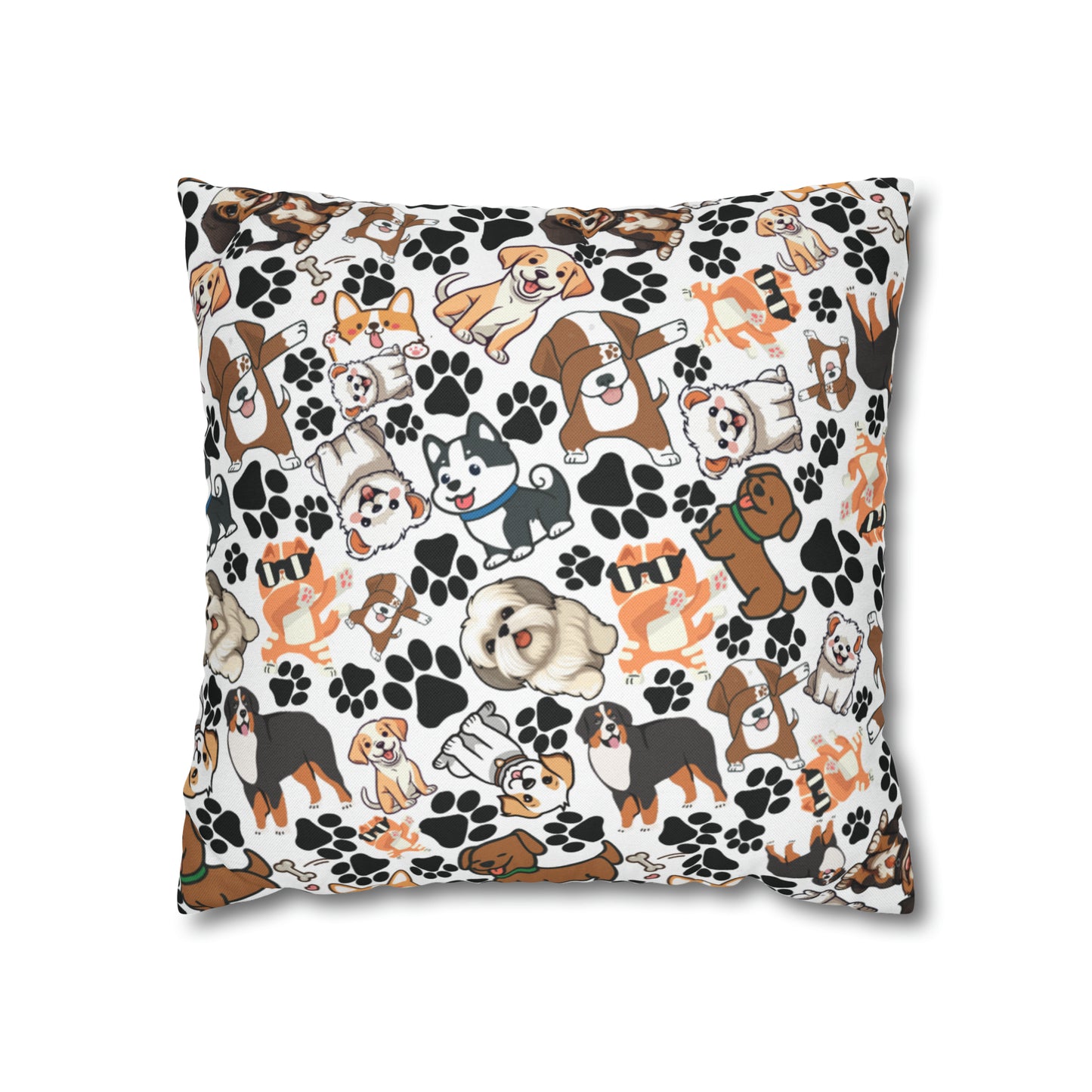 Dog Pattern Spun Polyester Square Pillow Case