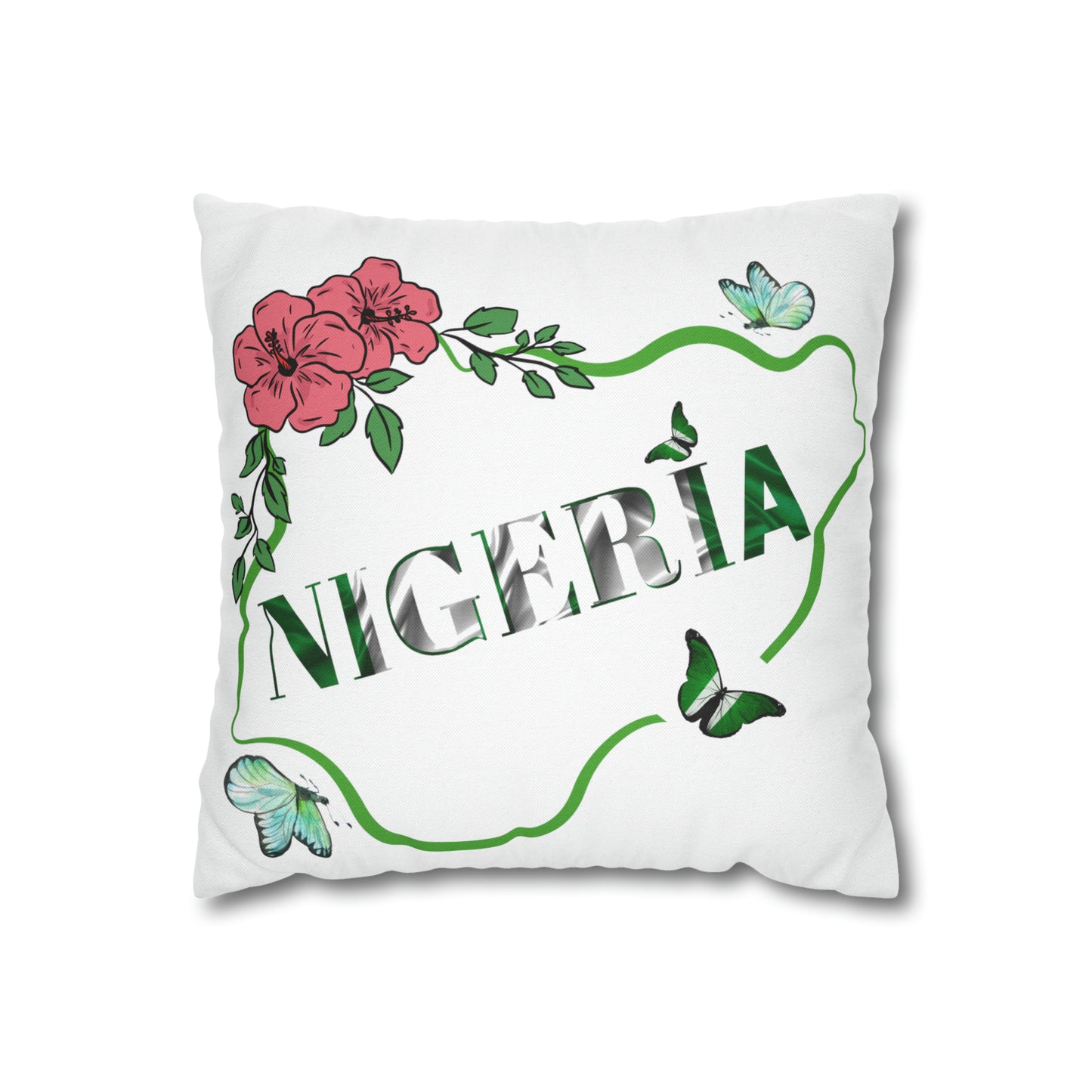Nigeria Butterfly Spun Polyester Square Pillow Case