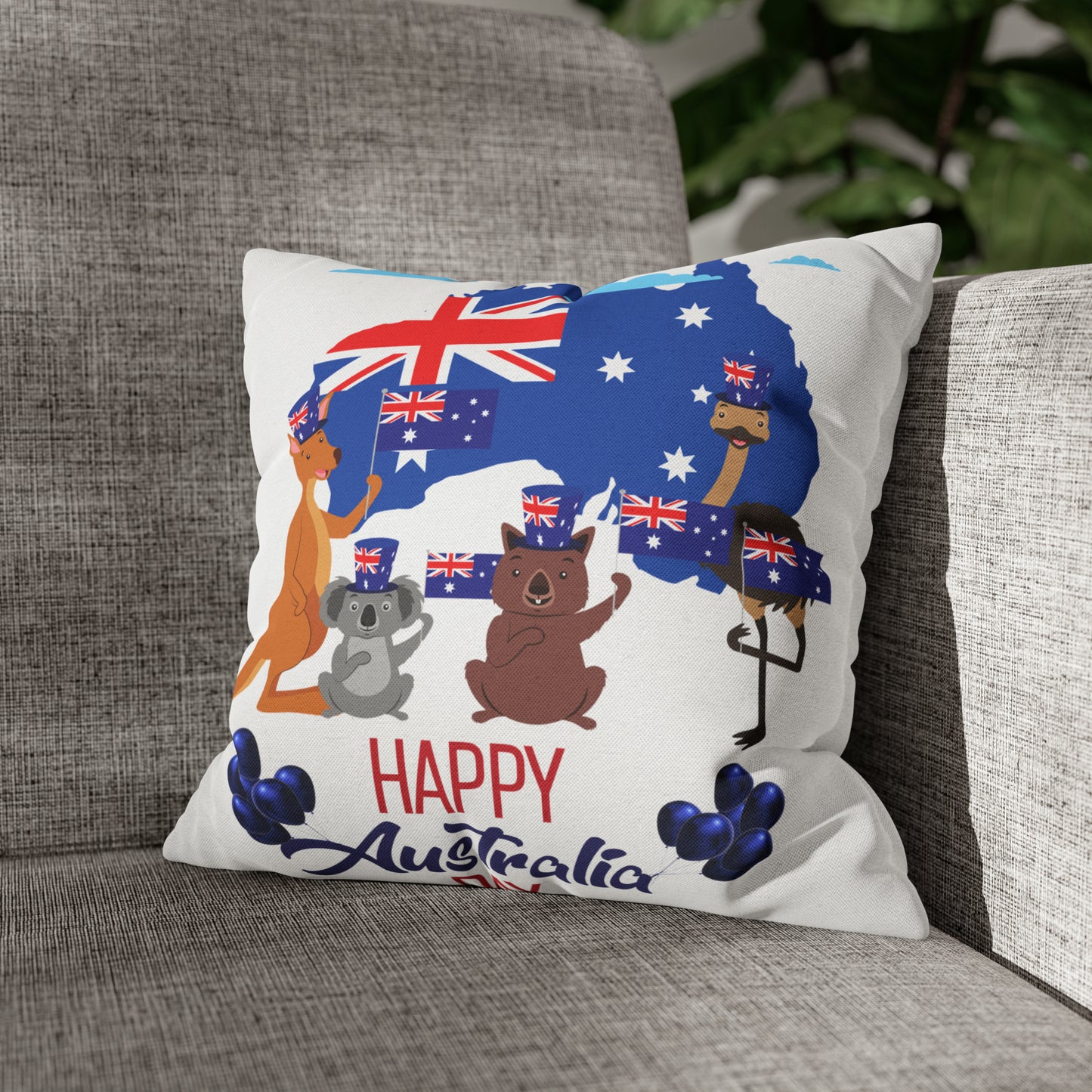 Australia Day Spun Polyester Square Pillow Case