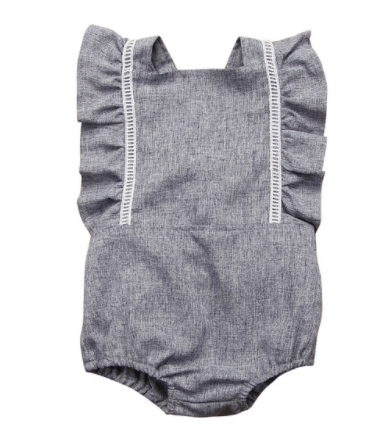 Linen Back Buckle Baby Rompers