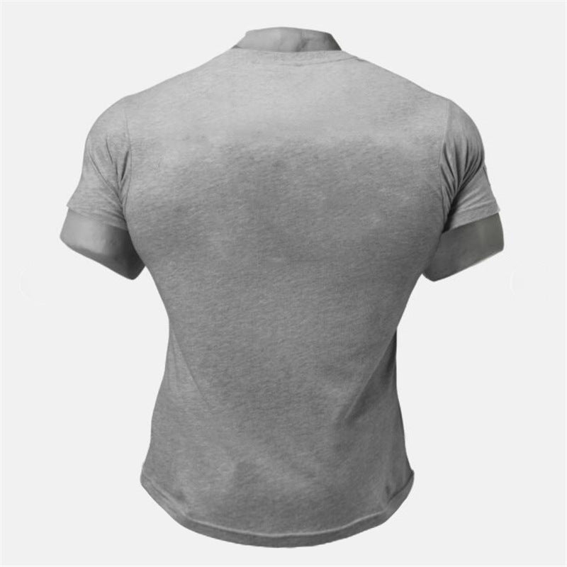 Workout Short Sleeve T-shirt Men's Round Hem Round Neck Slim Training Half Sleeve