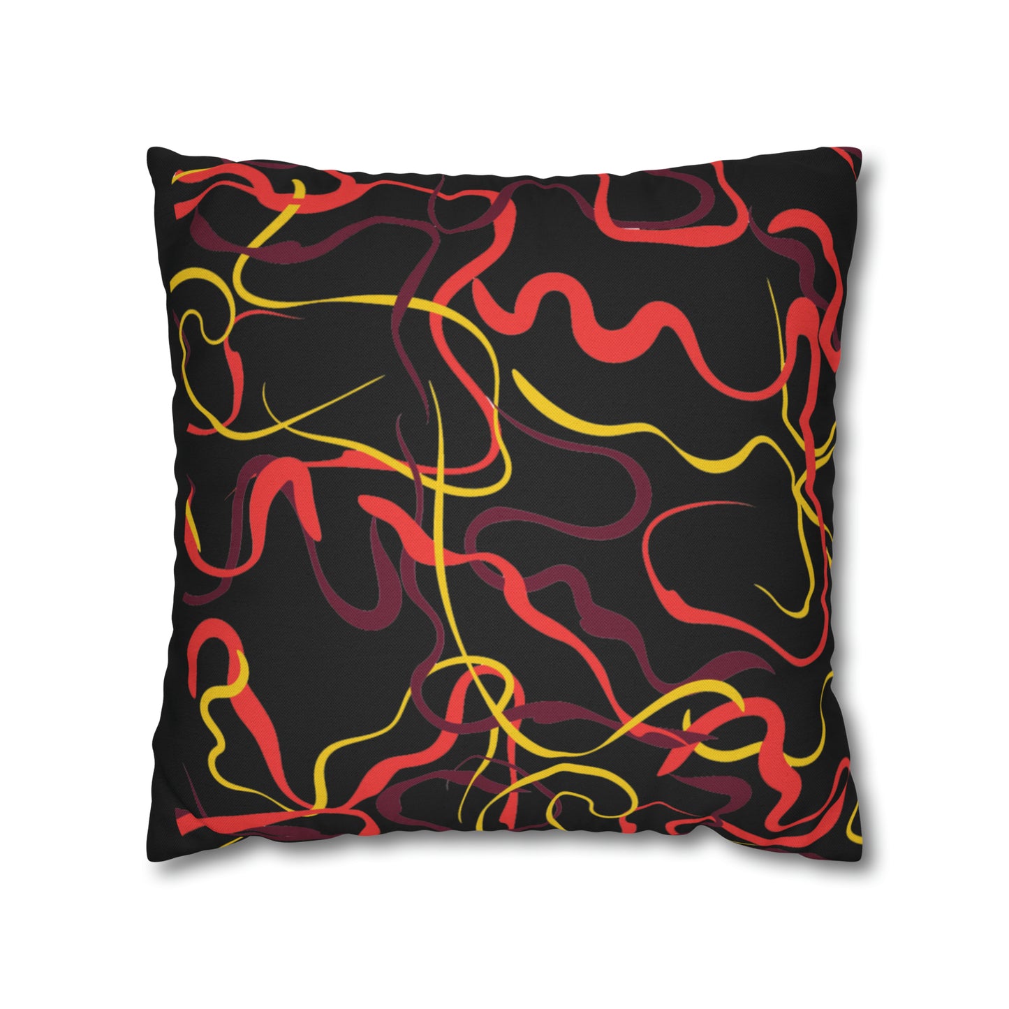 Abstract Line Pattern Spun Polyester Square Pillow Case