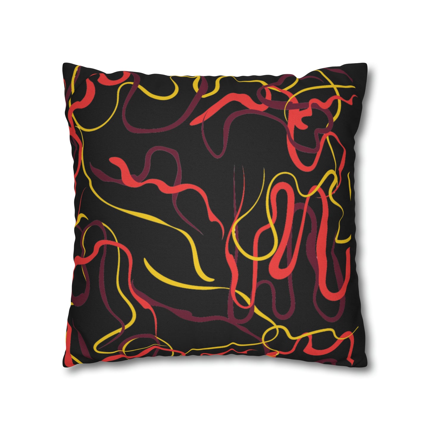 Abstract Line Pattern Spun Polyester Square Pillow Case