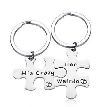 2PCs His Crazy Her Weirdo Couples Keychains Set