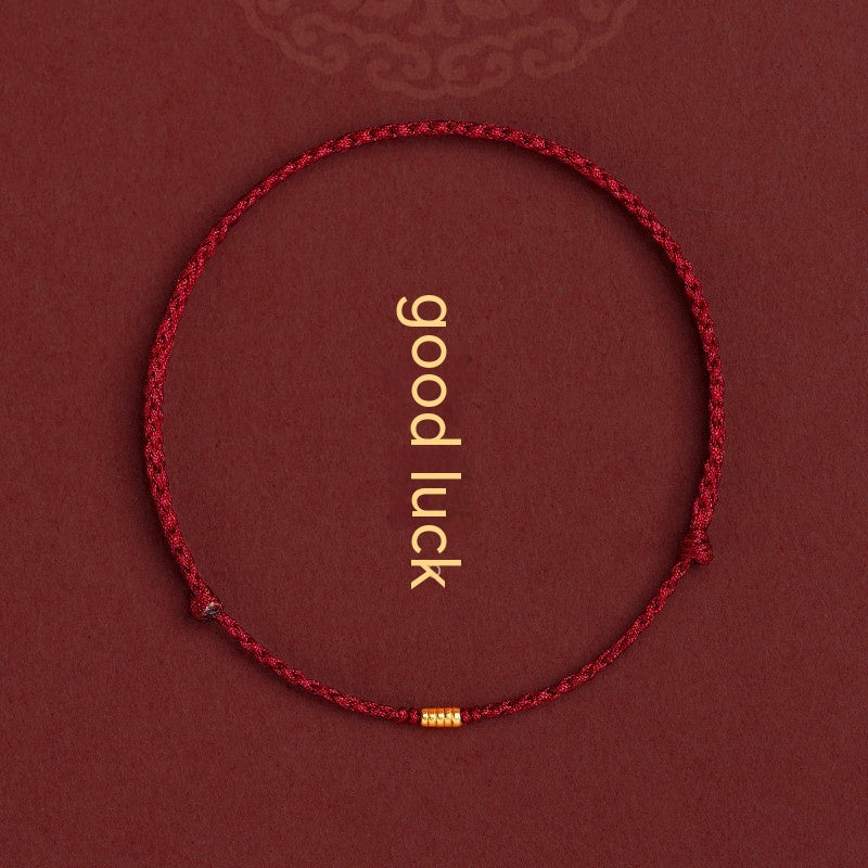 Small Bead Handmade Braided Red Rope Bracelet