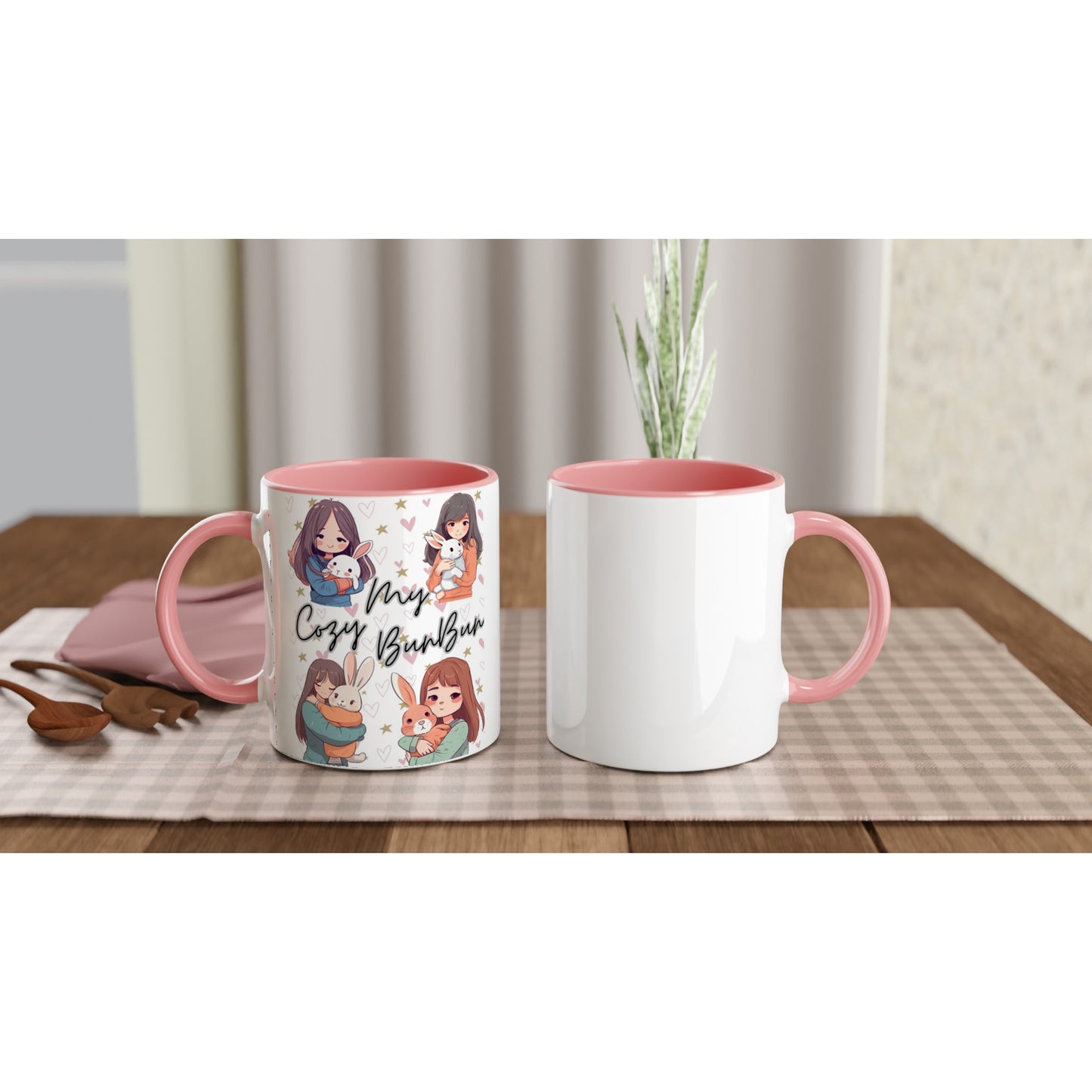 My Cozy BunBun White 11oz Ceramic Mug with Color Inside