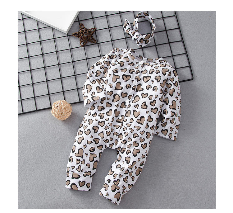 Baby Kids' Rompers Leopard Print Trendy Long Sleeve Rompers