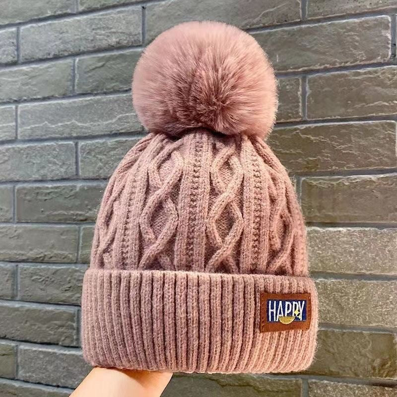 Winter Fleece-lined Woolen Thickened Warm Knitted Hat