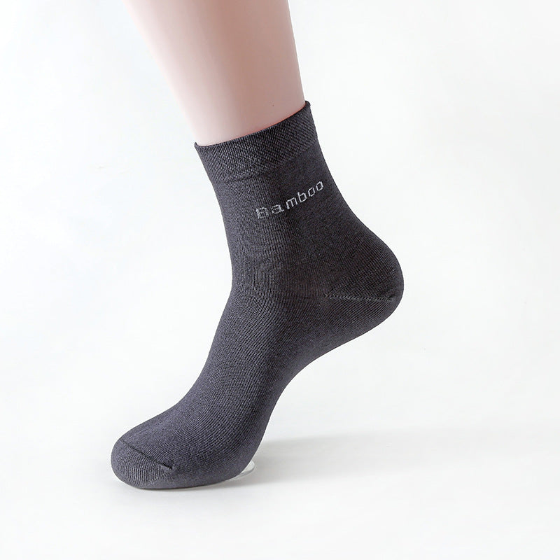 Socks Solid Color Socks Men's Mid-tube Bamboo Fiber Socks Men