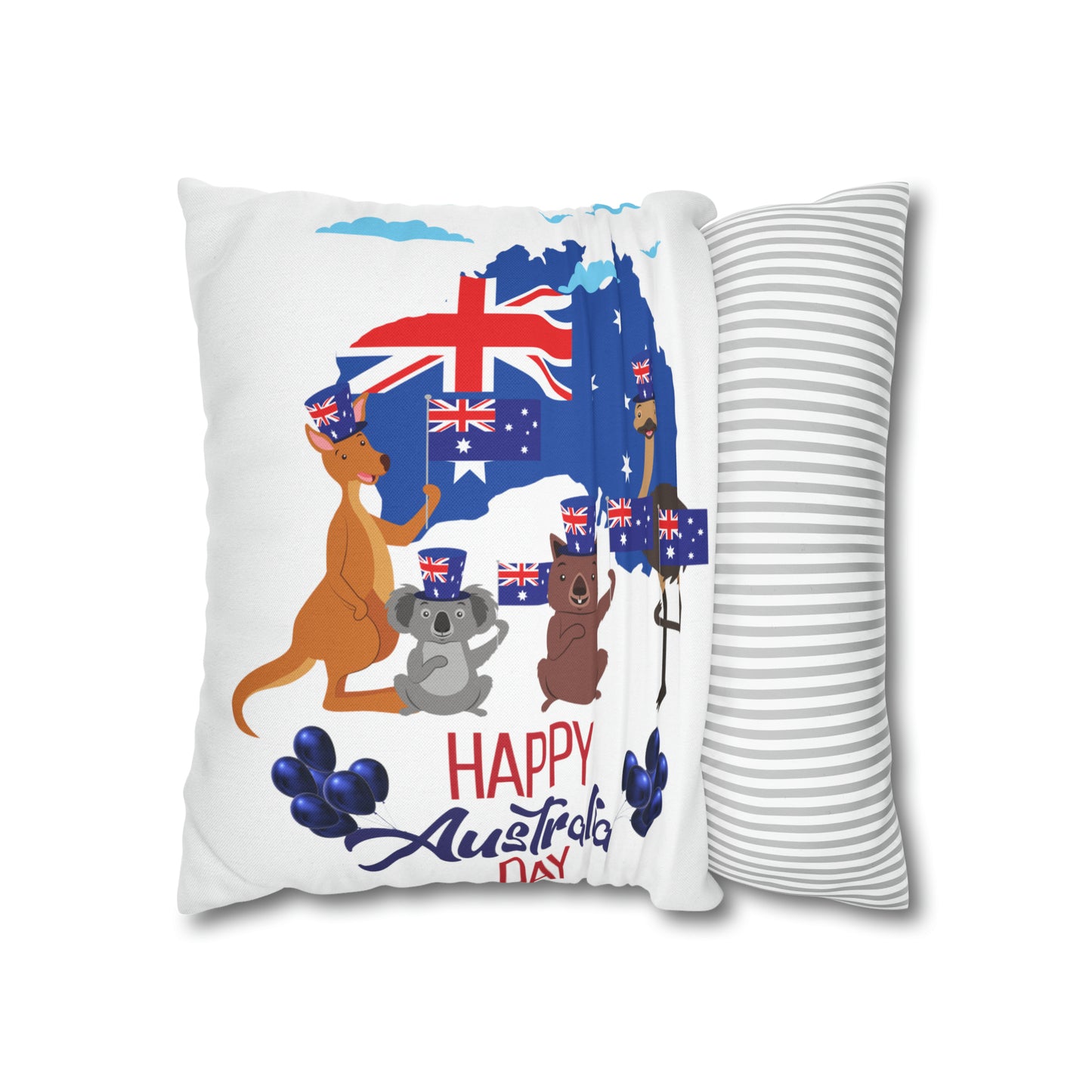 Australia Day Spun Polyester Square Pillow Case