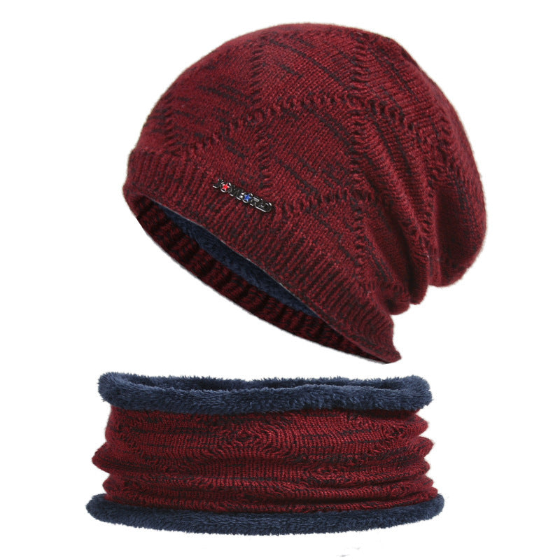 Biking Men's Two-piece Woolen Hat With Head And Ear Protection