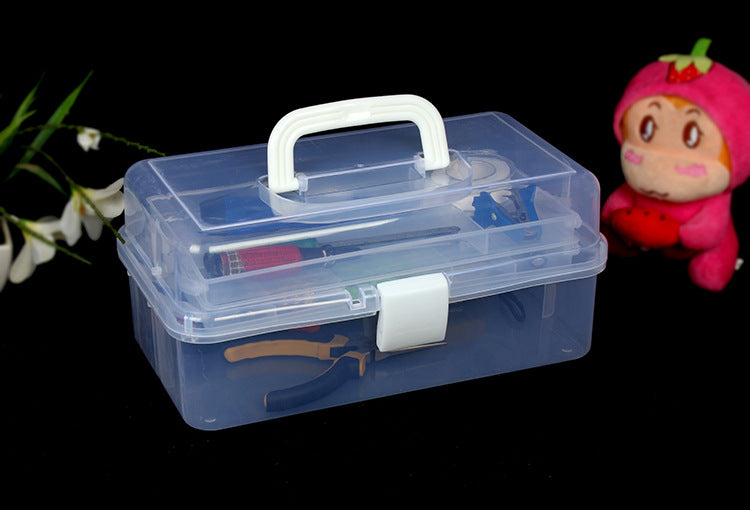 Large 2-layer art tool box plastic medicine box