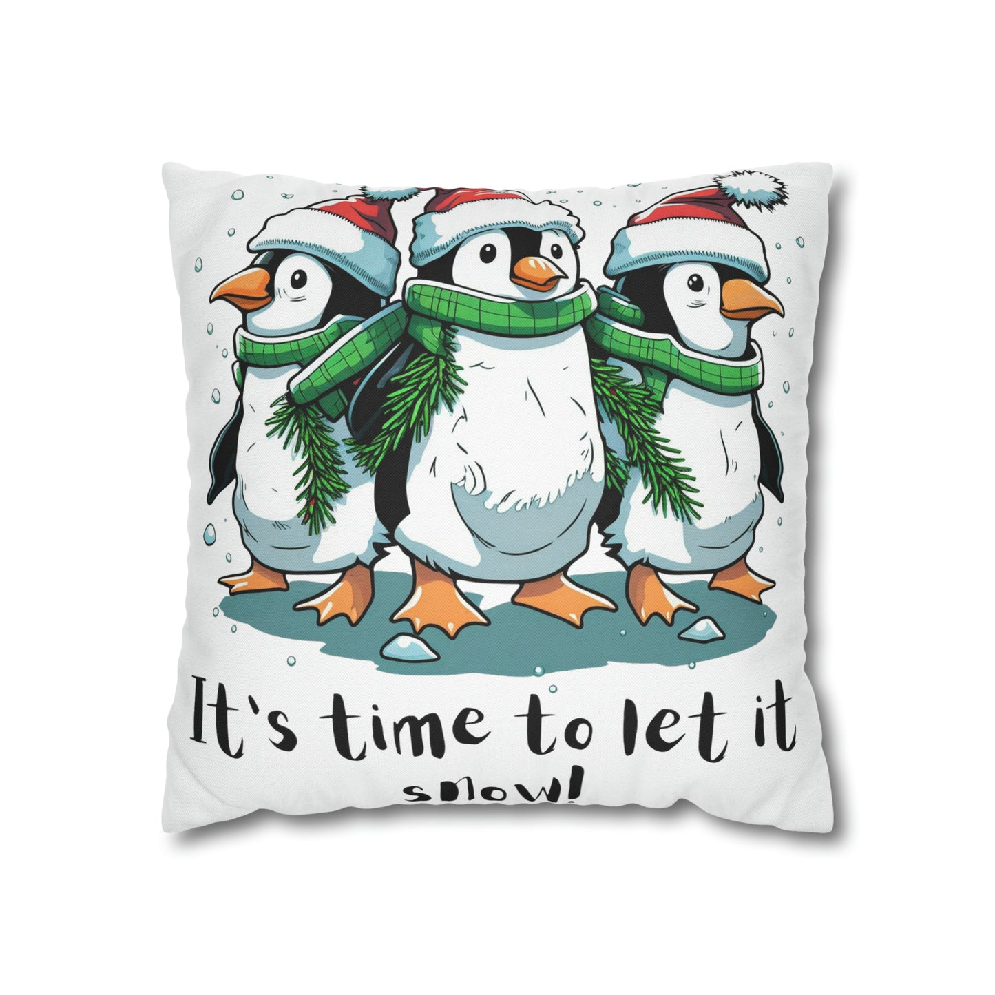 Let It Snow Spun Polyester Square Pillow Case