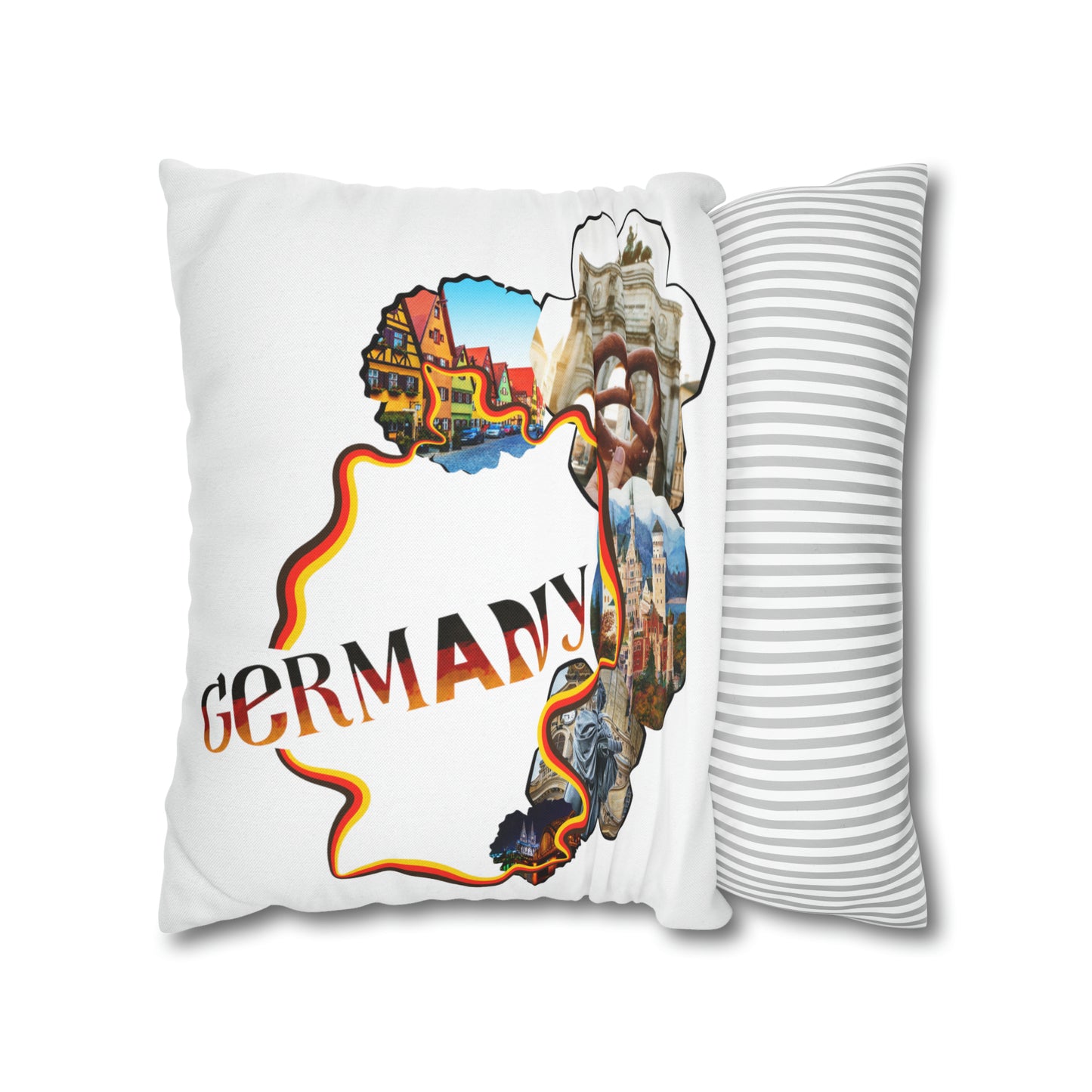 Germany Map Spun Polyester Square Pillow Case