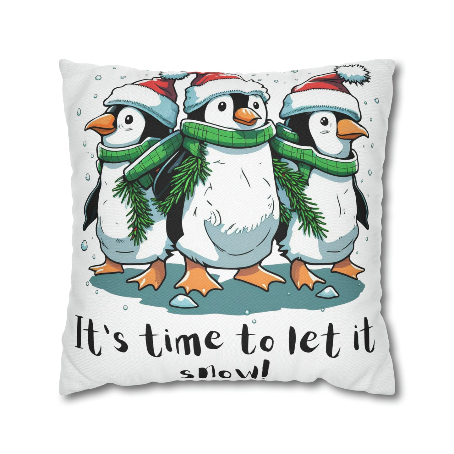 Let It Snow Spun Polyester Square Pillow Case