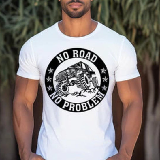 Europe And America No Road No Problem Digital Printing Casual Round Neck Short Sleeves T-shirt