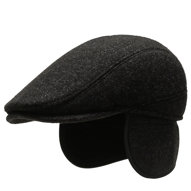 Outdoor Cycling Warm Short Brim Beret Middle-aged And Elderly Men Ear Protection Advance Hats