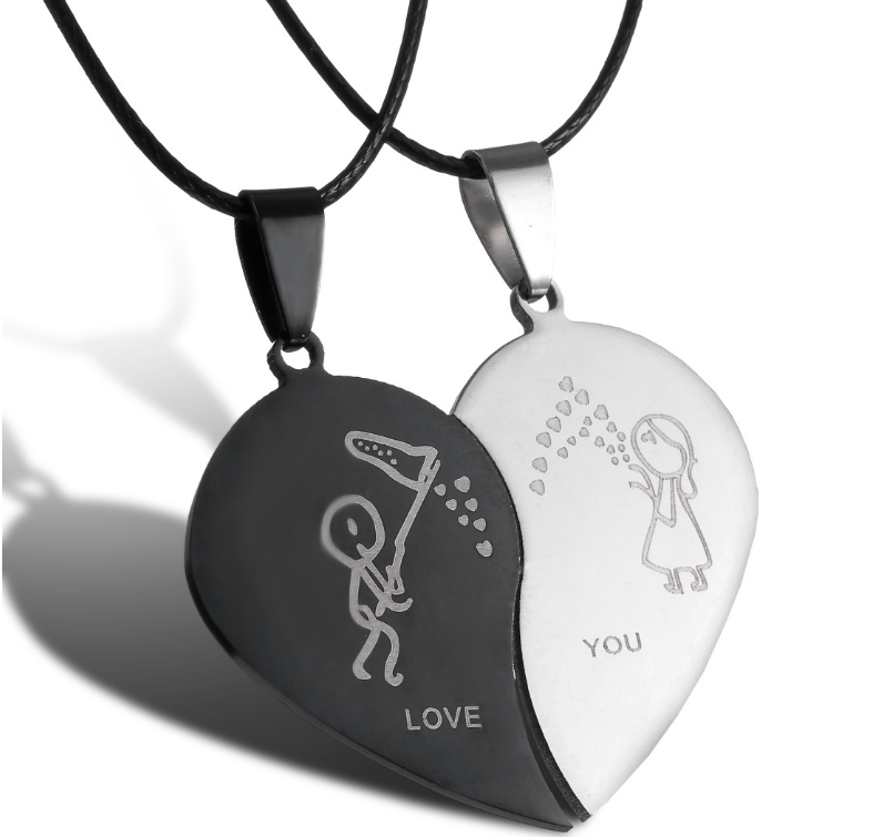 Love You Pendants Couple Necklace