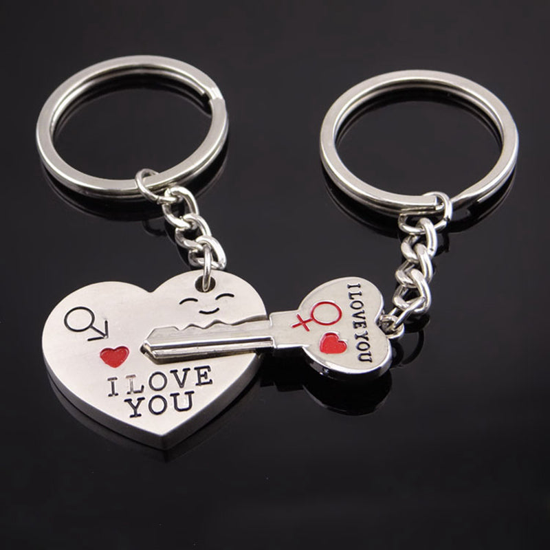 Magnetic I Love You Heart Lock Key Pendant Couple Keychains