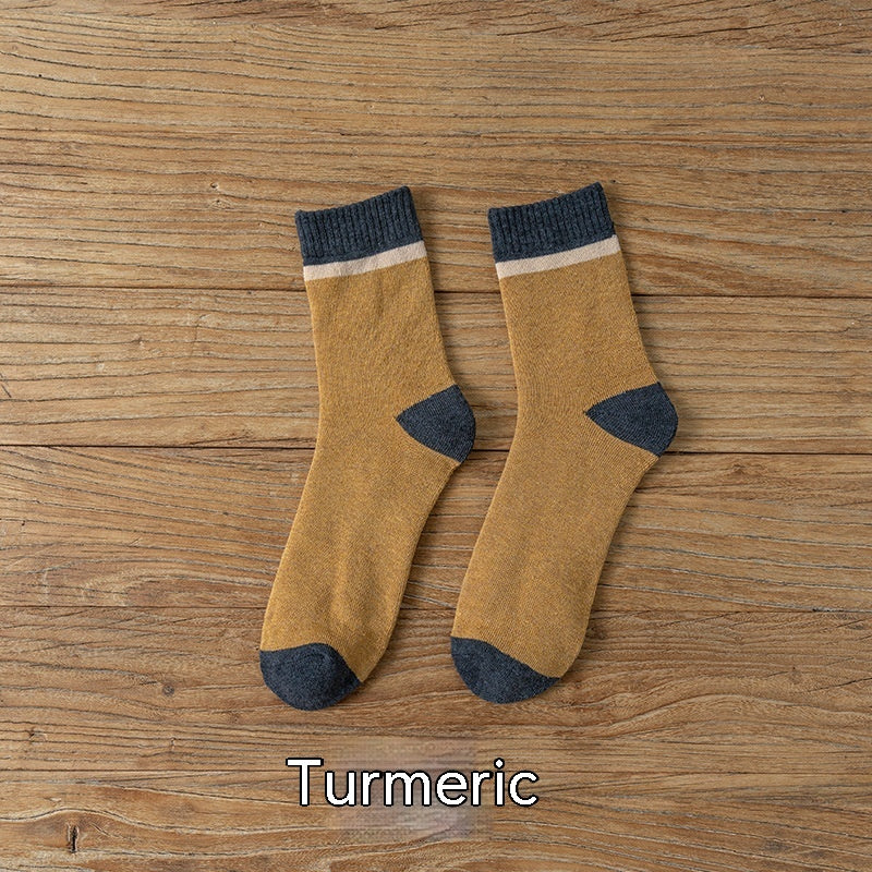 Men's Extra Thick Thermal Vintage Color Matching Terry Tube Socks