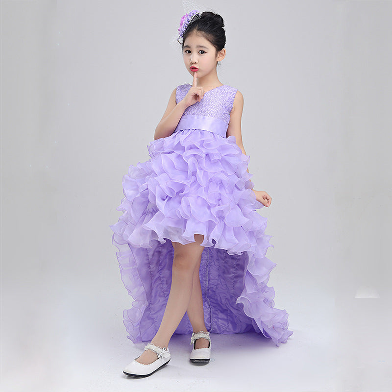 Girls dress wedding flower girl dress skirt child Princess Dress Costume skirt tail 888 piano