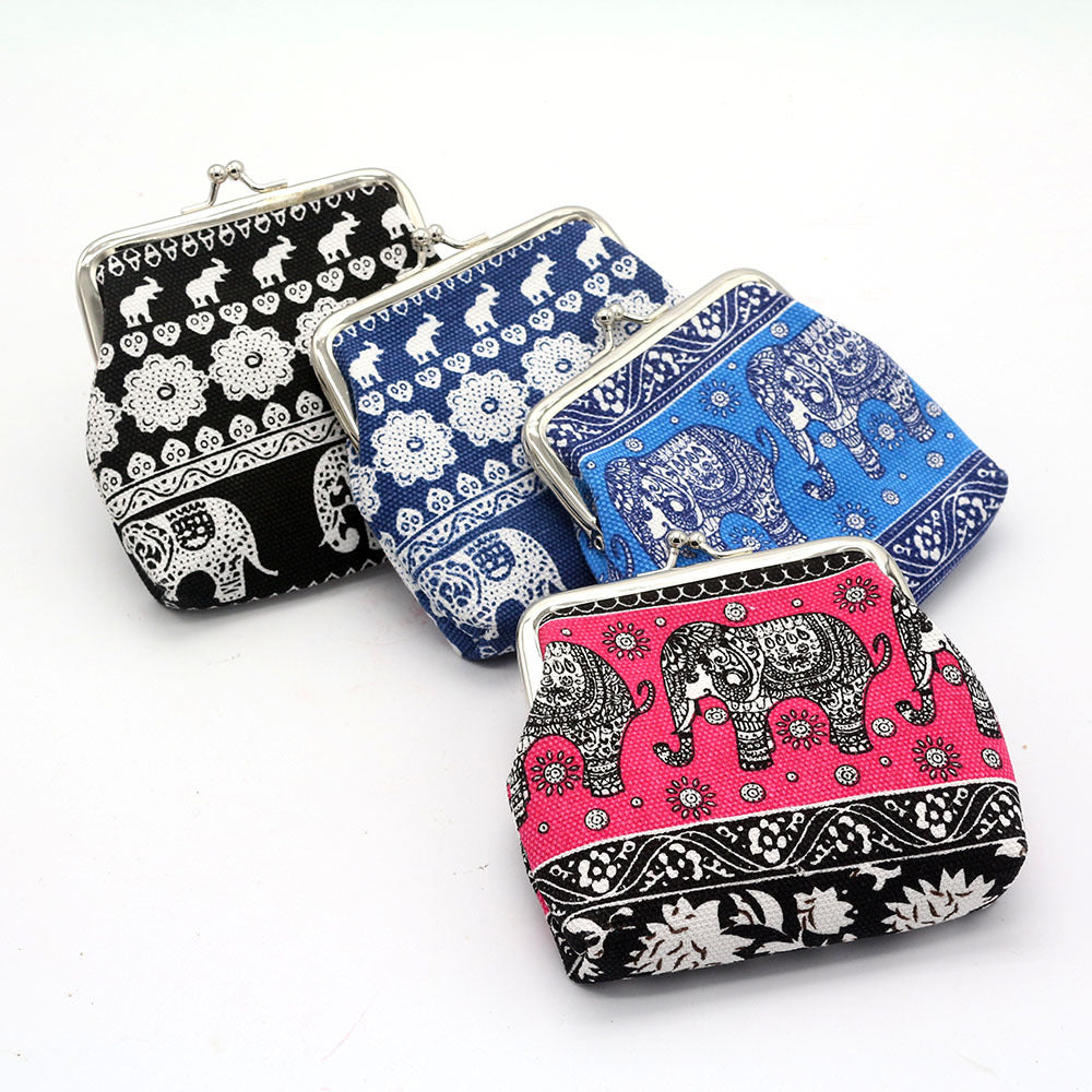 New national wind zero wallet canvas stamp coin package for lady elephant small wallet wholesale