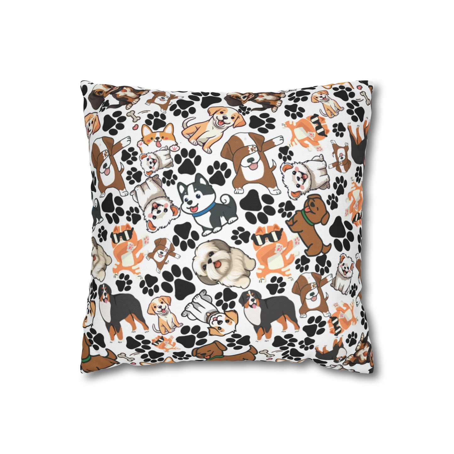 Dog Pattern Spun Polyester Square Pillow Case