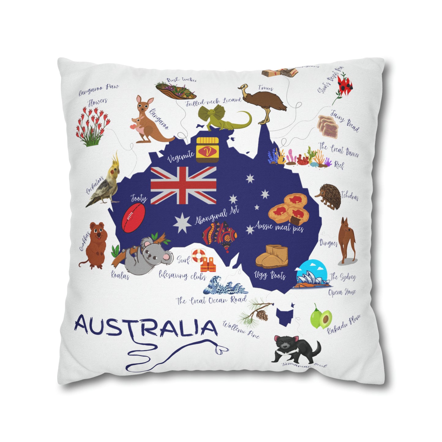Australia Spun Polyester Square Pillow Case