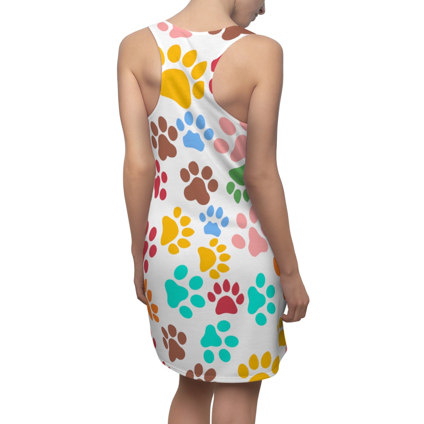 Paws Pattern Women's Cut & Sew Racerback Dress