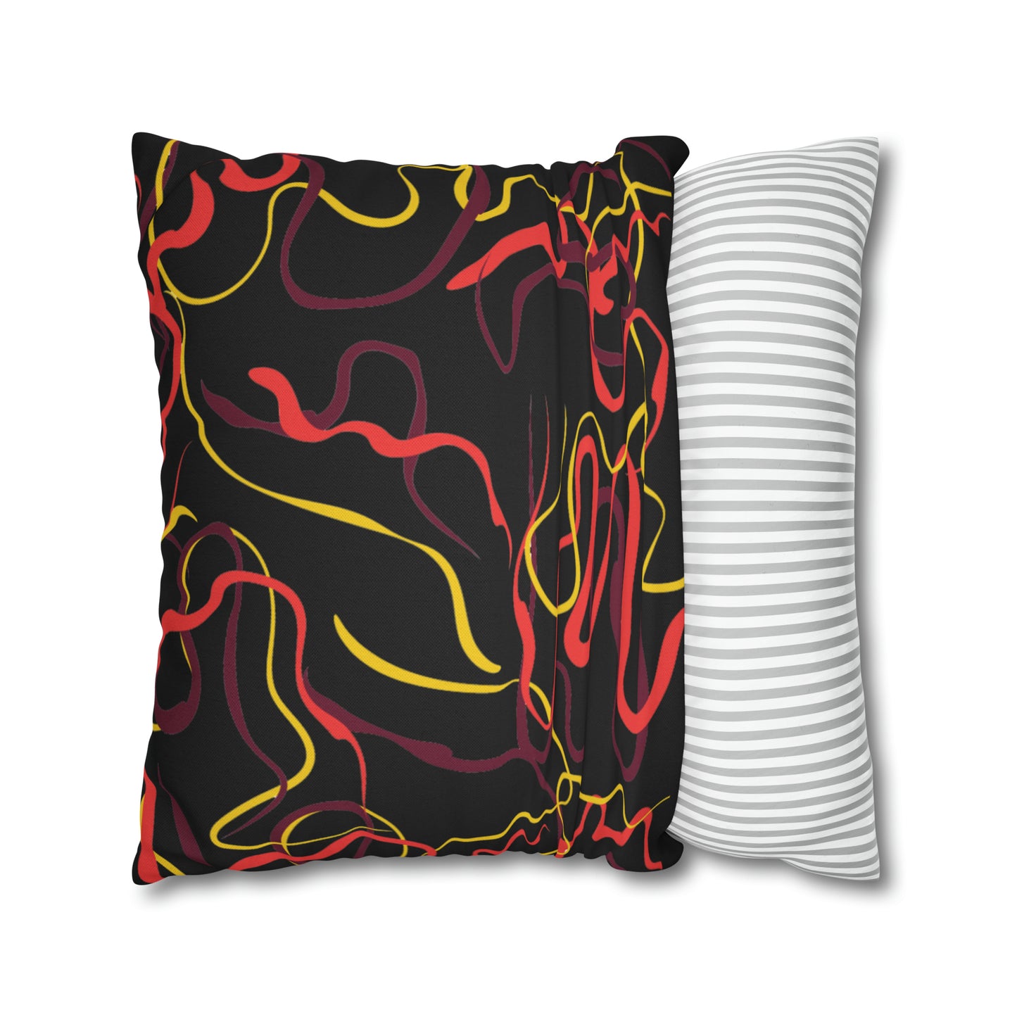 Abstract Line Pattern Spun Polyester Square Pillow Case