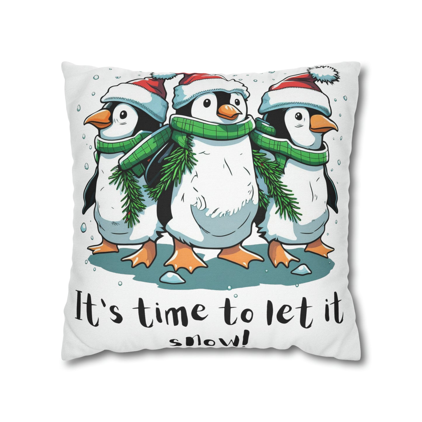 Let It Snow Spun Polyester Square Pillow Case