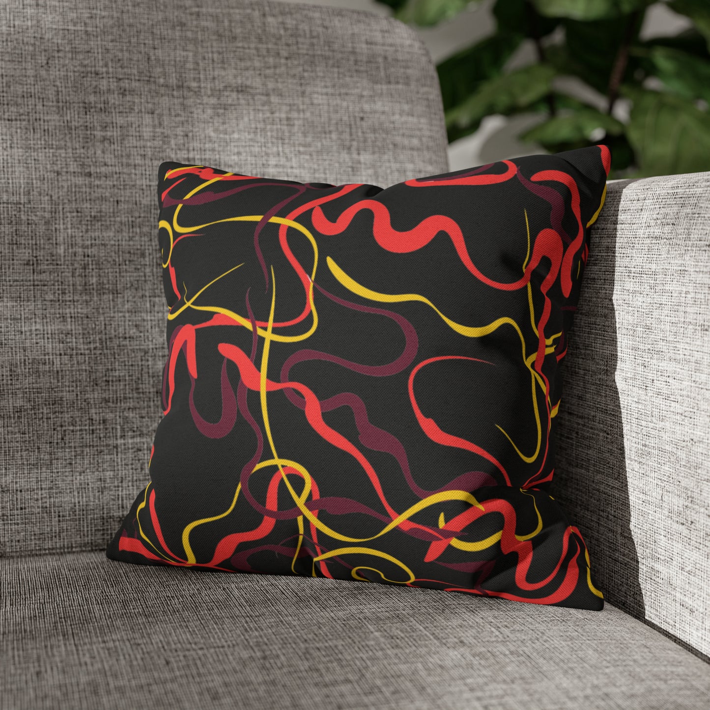 Abstract Line Pattern Spun Polyester Square Pillow Case