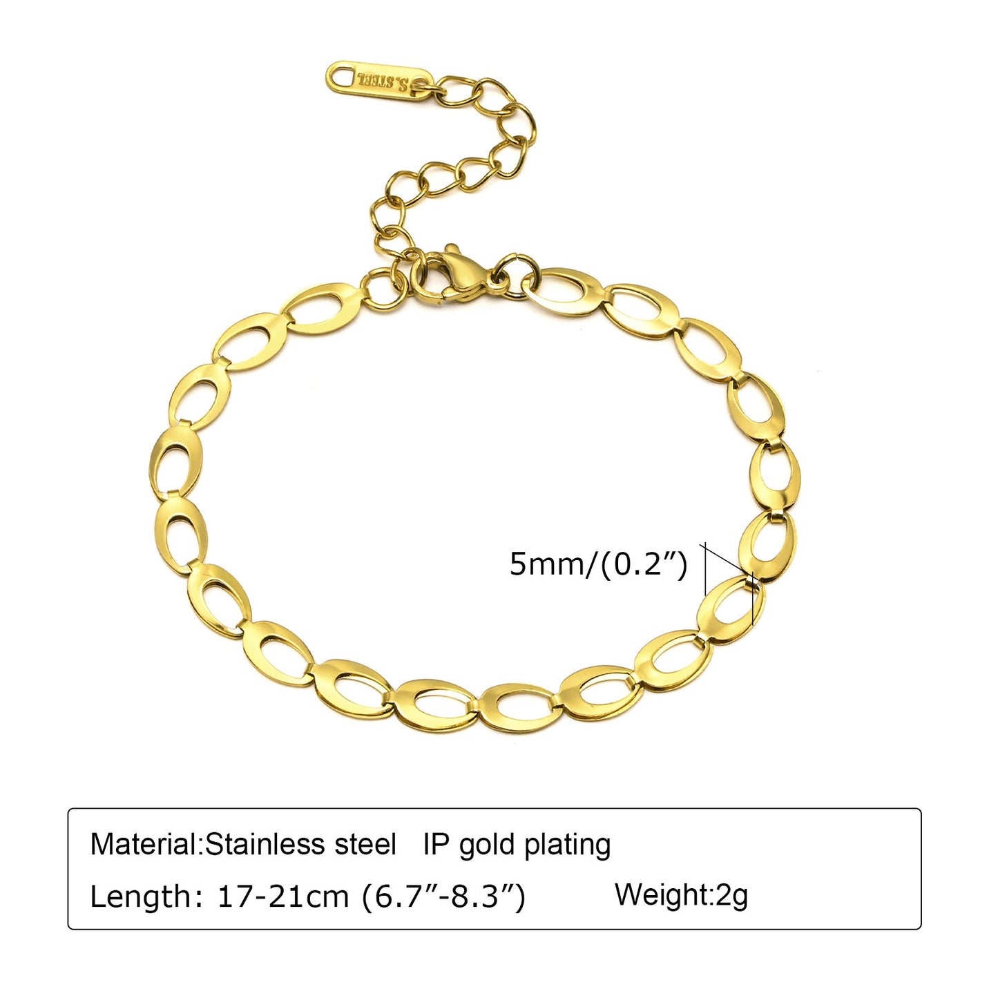 Ornament Extended Stainless Steel Bracelet Gold