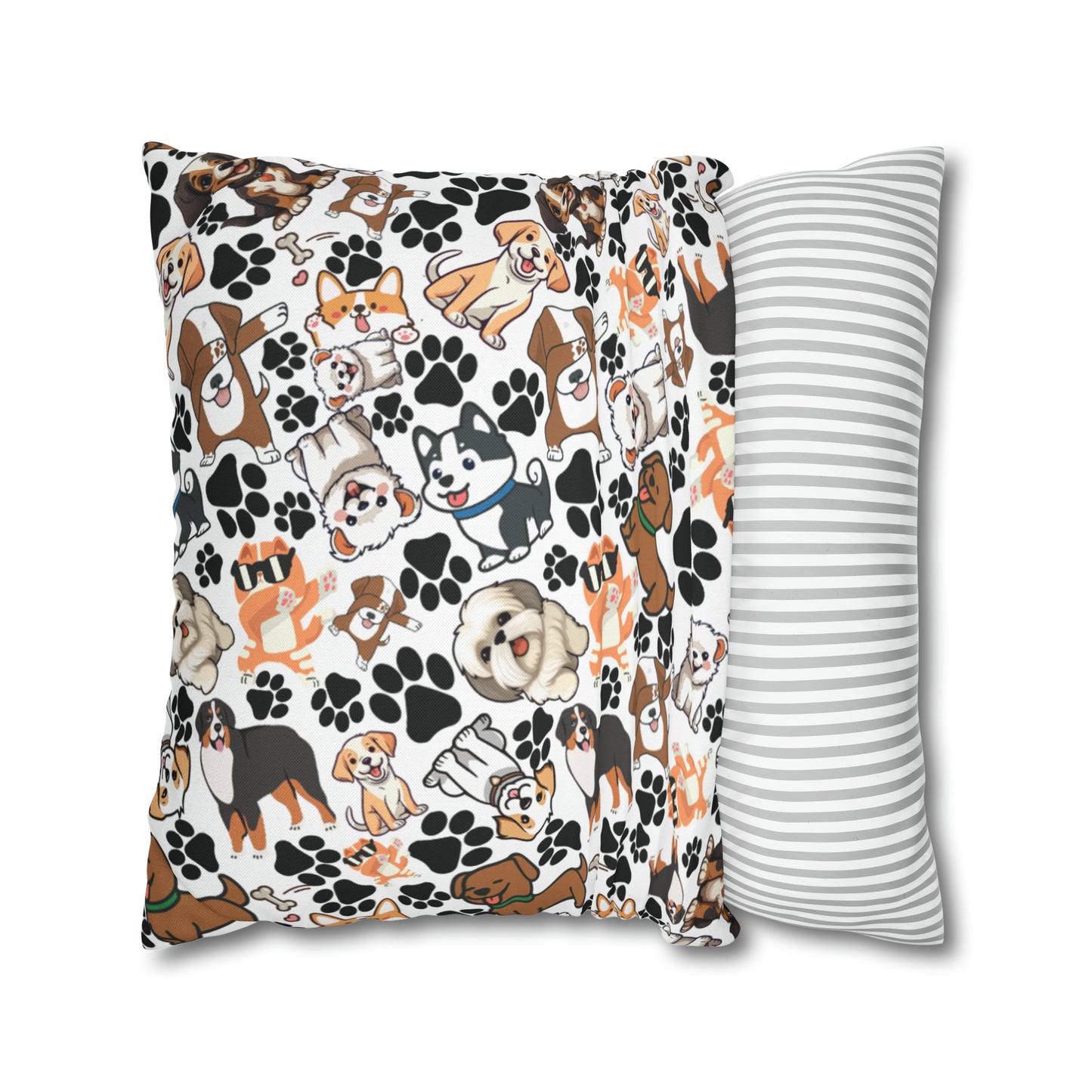 Dog Pattern Spun Polyester Square Pillow Case