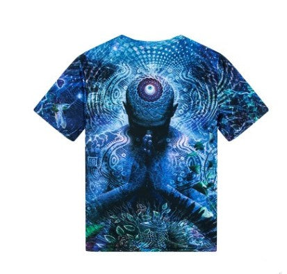 Blue prayer 3D short short sleeves T shirt men's t shirt