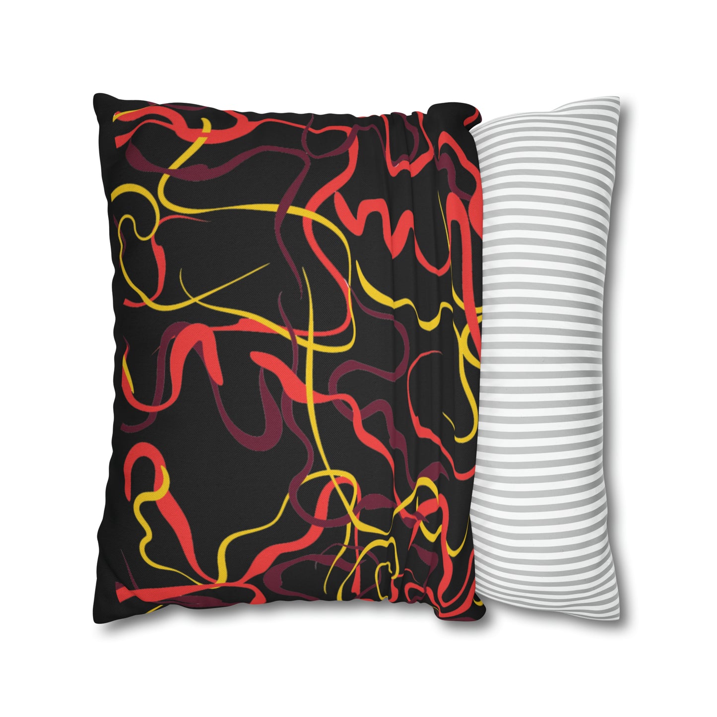 Abstract Line Pattern Spun Polyester Square Pillow Case