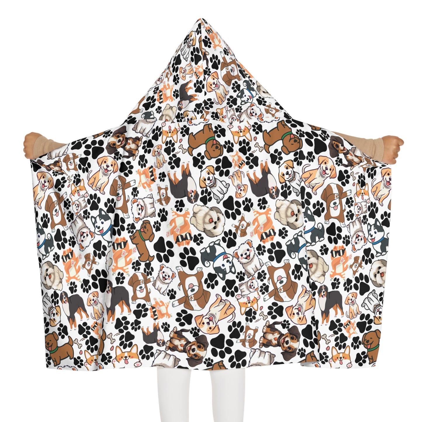Dog Pattern Youth Hooded Towel